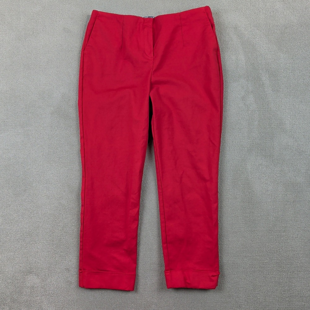 Boden Richmond Pants Women 8P Red 7/8 Crop Stretch Cotton Cuffed Trousers T0283
